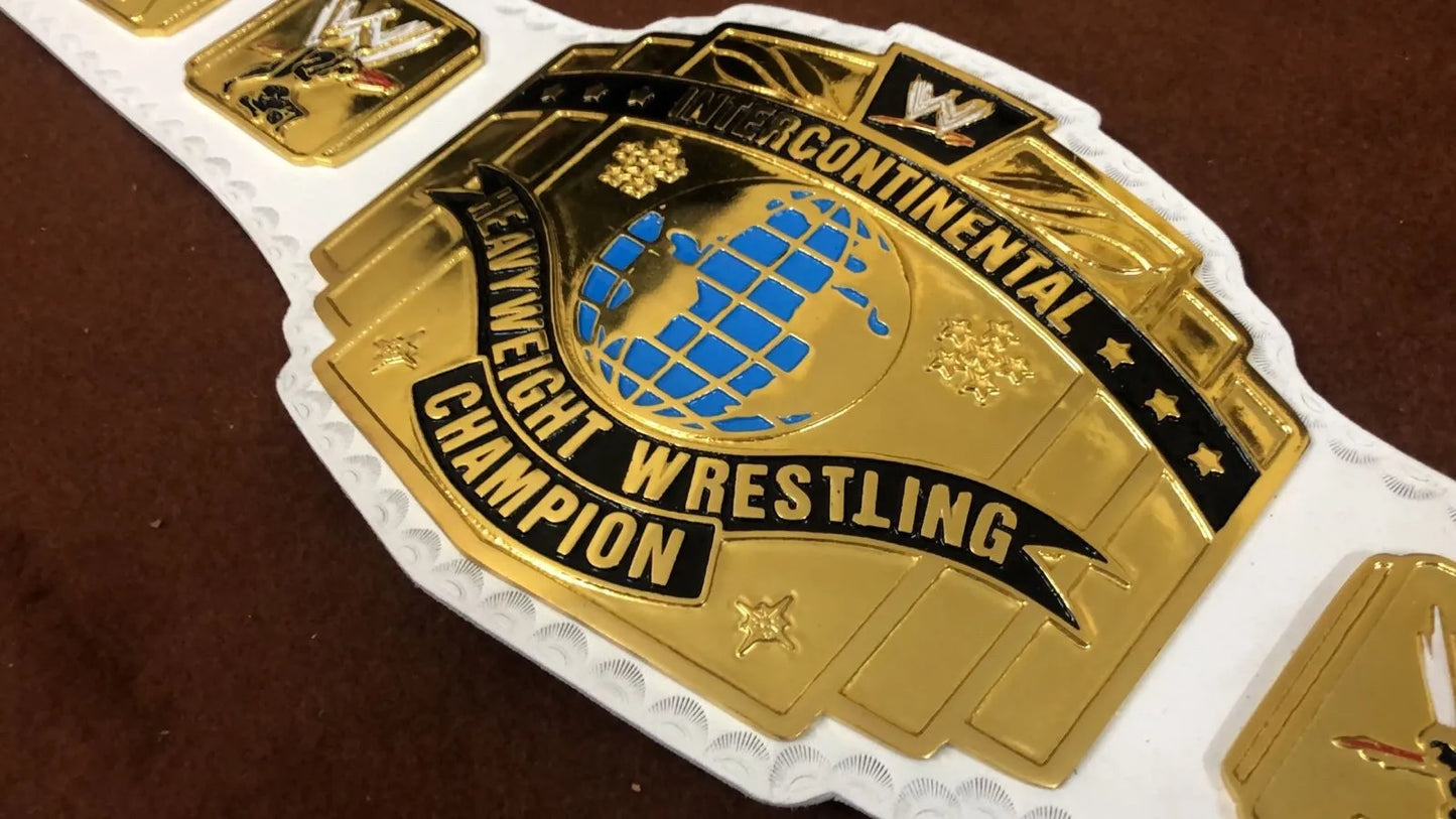 Intercontinental Heavyweight Championship Wrestling Replica Belt White BRASS