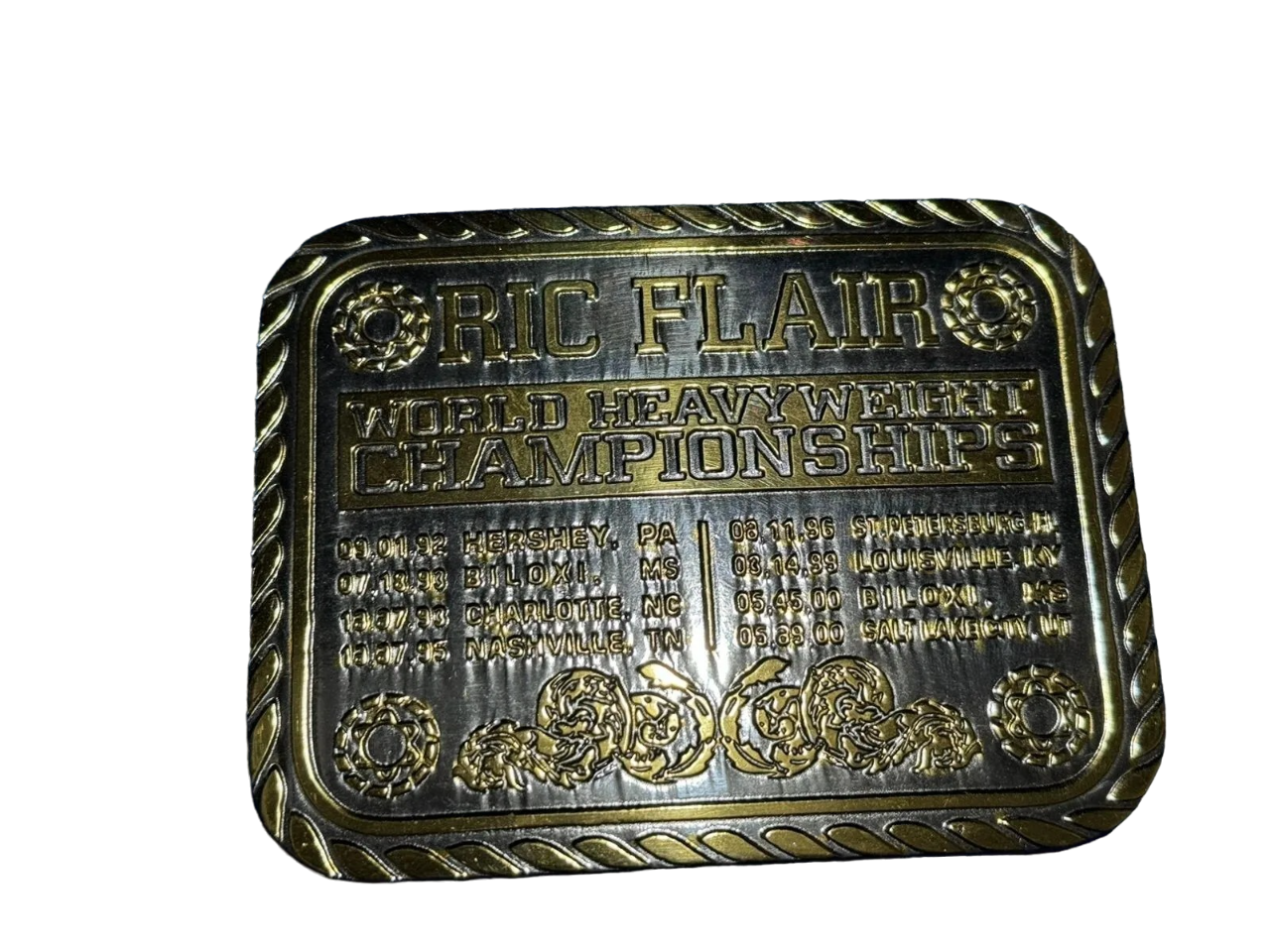 Carved Big Gold World Heavyweight Wrestling Champion Ric Flair Belt