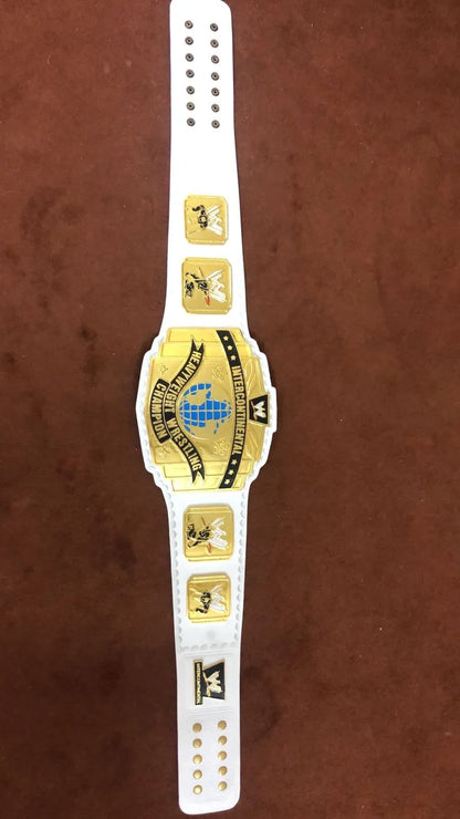 Intercontinental Heavyweight Championship Wrestling Replica Belt White BRASS